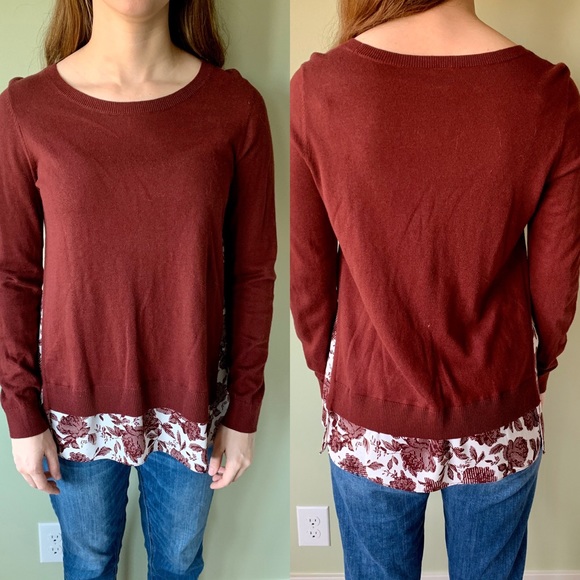 Ann Taylor Mixed Media Sweater with Floral - Picture 4 of 8